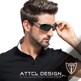ATTCL Men's Sports Polarized Sunglasses For Driver Golf Fishing Unbreakable Metal Frame 8177 Grey