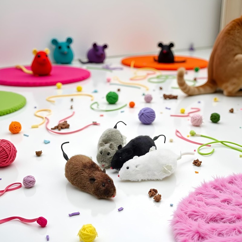 WLSuDHoncc Furry Mice Cat Toy Wind Up Realistic Mouse Toys