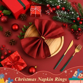 WILLBOND 100 Pcs Gold Napkin Rings Bulk Christmas Round Napkin Ring Holders Metal Buckle for Cloth Holiday Dinners Wedding Adornment Home Decorations Party Supplies