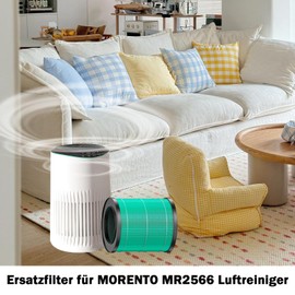 MR2566 Filter Replacement for MORENTO MR2566 Air Purifier, 3-in-1 Replacement HEPA Filter High Efficiency Activated Carbon and Pre Filter, Pet Dandruff Version Air Filter Replacement Filter (Pack of 2
