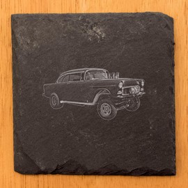 Gasser Glory: 1955 Chevy Coasters for Drag Racing Fans - Square Slate - set of 8