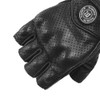 mjmoto Motorcycle Gloves Goat Leather Fingerless Vintage Perforated Black (Black,