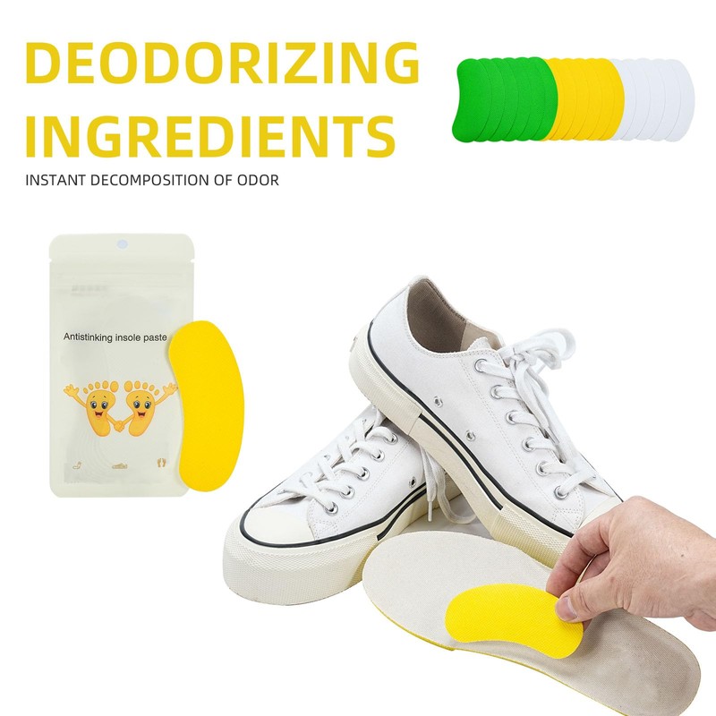 100pcs Shoe Deodorizing Stickers, Natural Shoe Odor Removal Stickers, Deodorizing