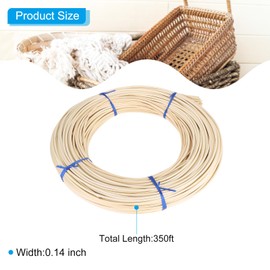 PATIKIL Round Reed Spline, 106.7m Pipe Webbing Roll Rattan Pipe Spool for DIY Furniture Basket Weaving, Willow Making/Repair Supplies, Modelling Decoration, Aromatherapy, Wood
