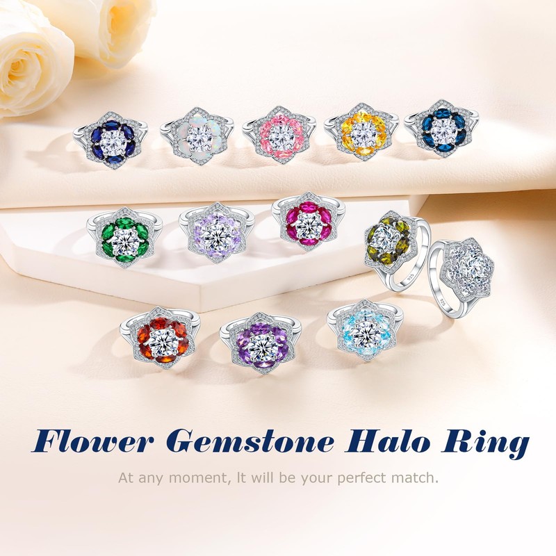 AGRULE Lotus Ring Wedding Mothers Gift 4.9 Carat Gemstone Cocktail