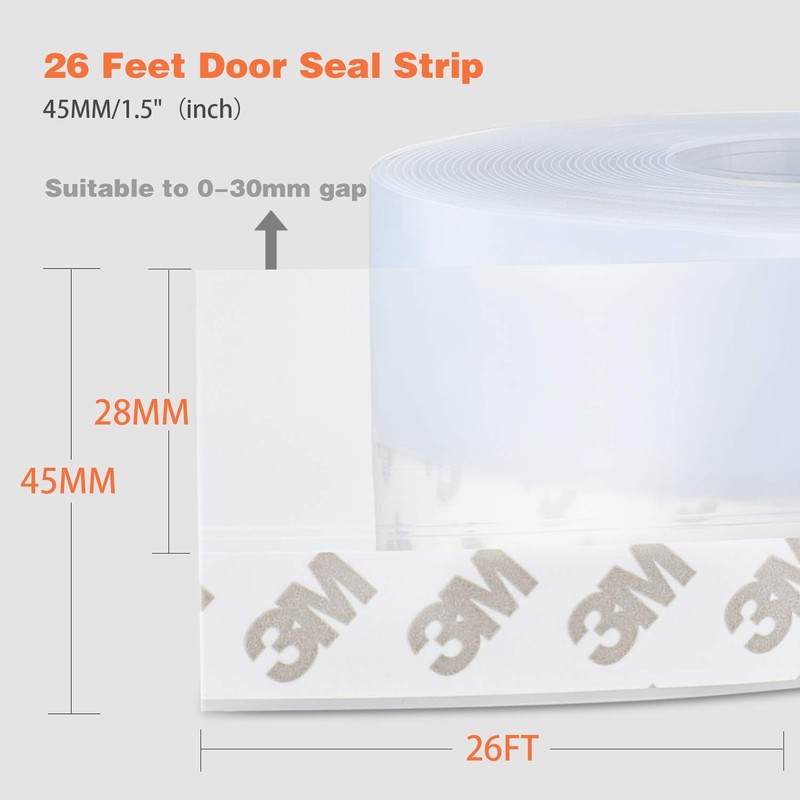 26 Feet Silicone Seal Strip,Door Weather Stripping, Sealing Tape for