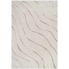 SAFAVIEH Florida Shag Collection SG472 Abstract Wave Non-Shedding Living Room Bedroom Dining Room Entryway Plush 1.2-inch Thick Area Rug, 4' x 6', Cream / Beige