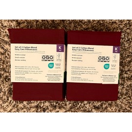 Mainstays NEW! Set of 4 Cotton Blend King Pillow Cases Deep Red/Maroon