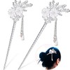 2 Pieces Rhinestone Pearl Flower Hair Stick Vintage Chinese Hair