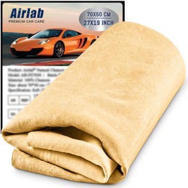 Chamois Cloth for Car 20'' x 27.6'' (3.7 sq ft) Shammy Towel Car Wash Drying Towel Absorbent Real Leather Lint Free Streak Free Cleaning Cloth
