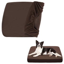 SOFTOWN Dog Bed Covers Replacement Washable Dog Bed Waterproof Cover Soft Cover for Dog Cat, Cover Only (Brown, 36x27x6 inches)