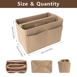LHOEST Bag Handbag Organiser Insert, Multiple Compartments Felt Travel Makeup Bag for Women Ladies, Large Capacity Bag Inserts Organiser for Tote Backpack Pouch Storage