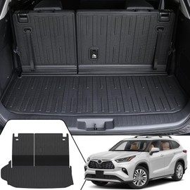 JOULARISE Cargo Mat with Backrest Mat for 2020-2024 2025 2026 Toyota Highlander Car Mat Accessories(Both Hybrid and Gas), TPE All Weather Cargo Liner with SeatBack Cover(Highlander-2 in 1 Trunk Mat)
