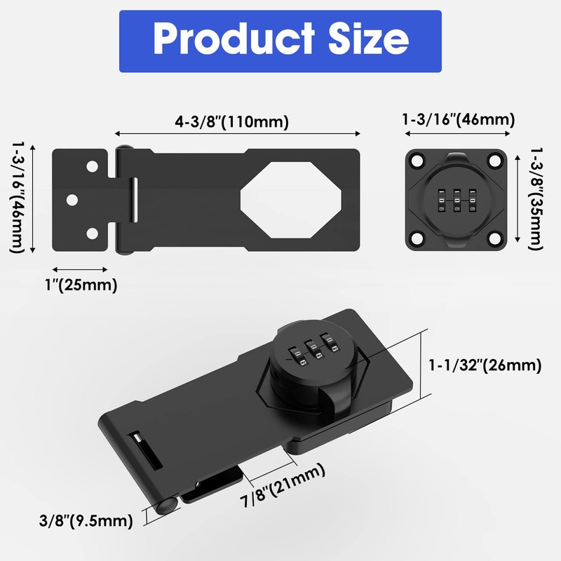 Mechanical Password Rotary Hasp Locks, Cabinet Combination Lock, Door Security