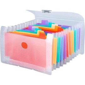 13-Pocket Flashcard Organizer Expandable File Organiser, A6 Size, Multi-Colour Dividers, Waterproof Document Storage Case