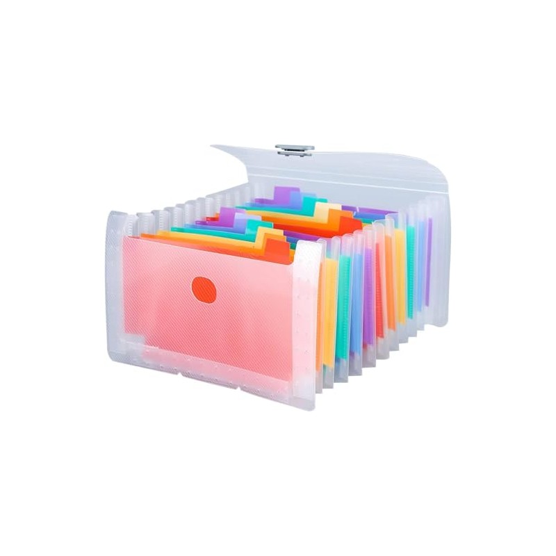 13-Pocket Flashcard Organizer Expandable File Organiser, A6 Size, Multi-Colour Dividers,