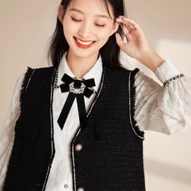 JKQBUX Retro Crystal Ribbon Bow Tie Brooch Pins for Women Men Bow Brooch Pre-Tied Bowknot Corsage Collar accessory Wedding Party Ceremony