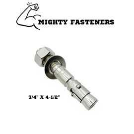 MIGHTY FASTENERS Wedge Anchors, 3/4" X 4-1/2" - Premium 304 Stainless Steel, Heavy-Duty Expansion Bolts for Concrete & Masonry, Anti-Rust Performance, Durable 5 Pack