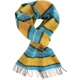 Rotfuchs Winter Scarf & Warm Checked Fashionable Multiple Colours Wool Made in Germany, Turquoise yellow