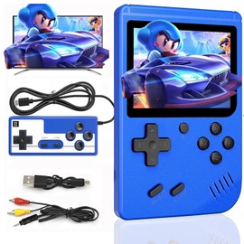 Portable Retro Handheld Game Console with 400+ Classic Games, 3.0 Inch LCD Screen Mini Video Games Console Support TV Connection & 2 Players for Kids Adults(Blue)