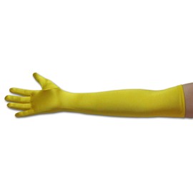 22" Classic Adult Size Opera Length Satin Gloves, Custom Yellow