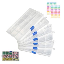 6 Pcs 15 Grids Plastic Organizer Box, Clear Storage Containers with Adjustable Dividers, Bead Organizer Tackle Boxes, Craft Storage Organizers Case for Jewelry, Small Parts and Tools, Art DIY Crafts