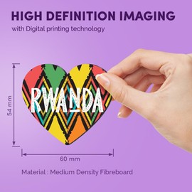 1x Heart MDF Magnet 6cm - Rwanda African Tribal Design - Fridge Locker Office Whiteboard Toolbox #60458