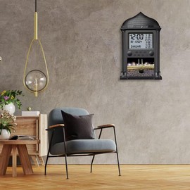 Qomkky Azan Clock, Muslim Athan Wall Clock Alarm with LCD Display, Digital Azan Clock for Home/Office/Mosque (Black)