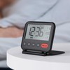 POFET 2-Level Backlight Folding Cover Travel Alarm Clock Calendar Temperature
