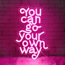 Sneignon You Can Go Your Own Way Neon Sign,Pink Led Neon Signs for Wall Decor,Dimmable Motivational Letter Neon Lights USB Inspirational Light Up Signs for Bedroom Classroom Dorm Party Office