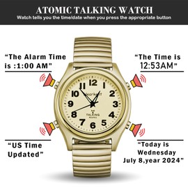 Hearkent Talking Watch for Women-Elderly or Visually Impaired Watches American-Style English Voice Timekeeping Watch-Ideal Gifts for Mother or Sisters.(Gold)