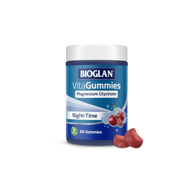 Bioglan VitaGummies Pure Magnesium Glycinate Night-Time Gummies, 100mg Magnesium Bisglycinate,