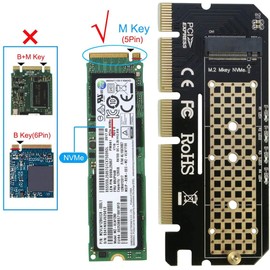 RIITOP PCIe M.2 Adapter, M.2 (M Key) NVMe to PCI-e 3.0 x4/x8/x16 Converter Card with Heatsink for 2280/2260/2242/2230 (M Key) NVMe SSD
