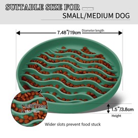 PJDH Slow Feeder Dog Bowls, Silicone Food Bowl Anti-Gulping, Pets Puppy Slow Feeder with Suction Cups, Dishwasher Microwave Safe for All Small Medium Dogs, Wave Design Green