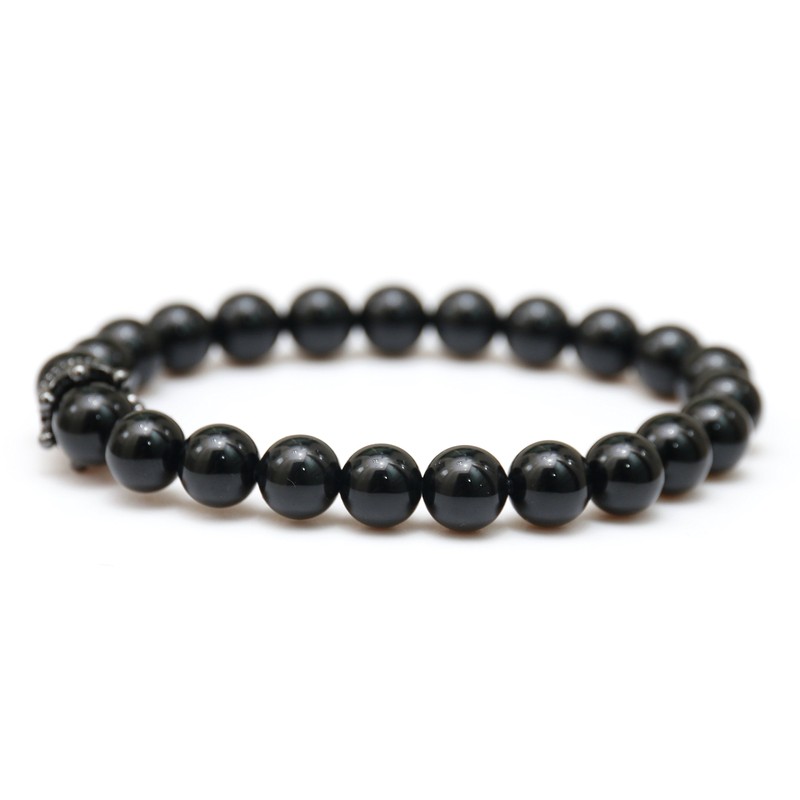 SEVENSTONE Couple Black Matte Agate & White Howlite CZ Crown