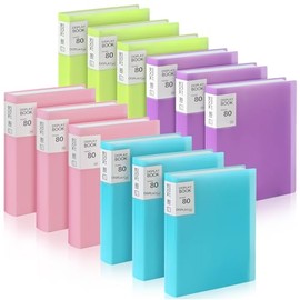 12 Pcs Carpeta con Fundas de Plástico, Bolsillos con Fundas, 9 x 12 Pulgadas, 40 Bolsillos, 80 Páginas, Fundas de Plástico para Obras de Arte, Organiz
