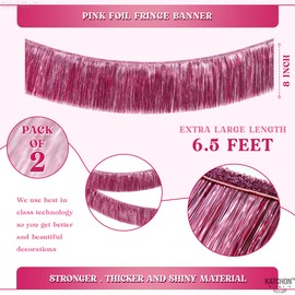 KatchOn, XtraLarge Pink Fringe Banner - 6.5 Feet, Pack of 2 | Shiny Pink Ceiling Tinsel for Birthdays | Pink Fringe Garland for Pink Party Decorations | Pink Streamers for Pink Birthday Decorations