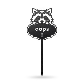 Rocky The Raccoon Seed & Plant Markers – Cute Metal Garden Labels for Herbs & Vegetables (OOPS-B-6X13)