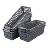 Leendines Small Plastic Storage Baskets, 6 Packs Slim Organizer Baskets