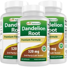Best Naturals Dandelion Root 520 mg 250 Capsules (Pack of 3)