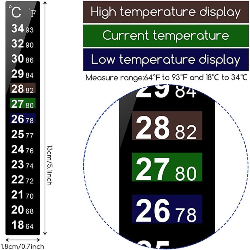 Aquarium Thermometer Fish Tank Sticker Temperature Strip Dual Scale