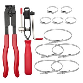 Alicates de abrazadera de arranque de eje de junta CV, 12 unidades con kit de abrazaderas de arranque CV, 10 bandas de crimpado, extensión tipo oreja para la mayoría de los automóviles