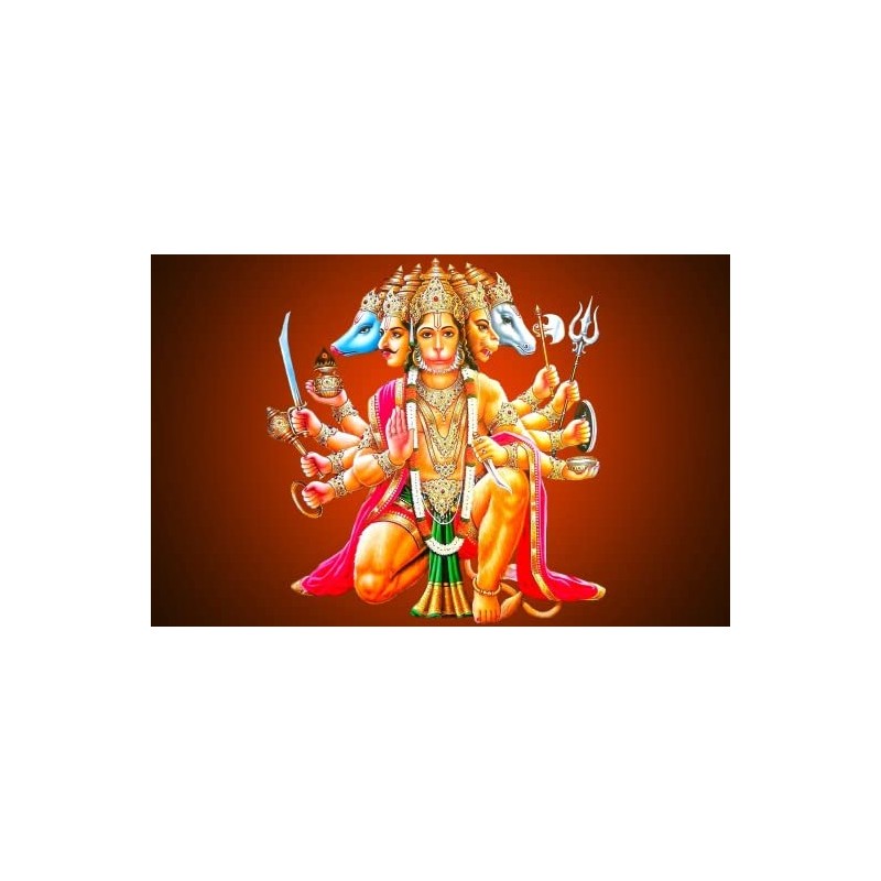 Imagine Mart Shri Panch Mukhi Hanuman Ji Shitting 12x18 Inch