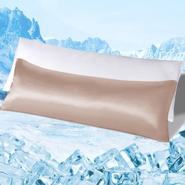 Bedream Body Pillow with Satin Pillowcase, Cooling Long Large Pillow with Zipper Removable Cover for Bed, Soft Full Body Pillow for Woman Adults Side Sleeper (Champagne, 20" x 54")