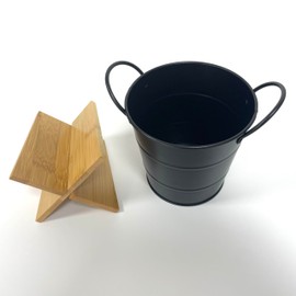 Shopdp Stainless Steel Utensil Holder Silverware Organizer Cutlery Bucket with 3 Compartment divided by a Removable bamboo Divider (Black)