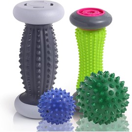 Kit de Masaje para Pies, 4 Piezas con Rodillo y Pelotas para Fascitis Plantar, Masajeador Terapéutico para Pies, Espalda, Hombros, Brazos, Piernas, Alivio Muscular