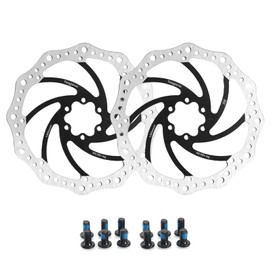 Yongness Pack of 2 Bicycle Brake Disc with 12 Screws 140 mm/160 mm/180 mm/203 mm Bicycle Brake Disc Rotor for City Bike, MTB, Road Bike, Bicycle Parts (Black 140 mm)