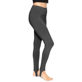 STRETCH IS COMFORT Women's High Waist Stirrup Leggings Black Medium