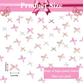 Fyeoxle 50PCS Pink Bow Confetti Fabric Pink Bow Bachelorette Party Confetti She is Trying the Knot Table Confetti Pink Bow Scatter Confetti for Bow Theme Girls Birthday Baby Shower Party Supplies
