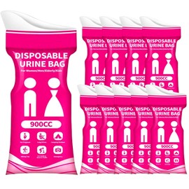 SIDAPU-Y 10PCS Disposable Urine Bag,Vehicle-Mounted Urine Bags,Portable Pee Bags for Women Men,Emergency Vomit Bags Urinal Toilet for Car Camping, Road Trip,Traffic Jam, Pregnant, Kid, Patient (Pink)